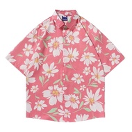 【limited time special offer】 Floral Short-Sleeved Shirt Men INS Retro Summer Loose Hawaii Cuban Coll