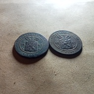 2 keping koin benggol 1 cent 1857 vf to XF bagus original