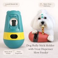 Dog Bully Stick Holder with Treat Dispenser Slow Feeder Puzzle Toy Anti-Choking