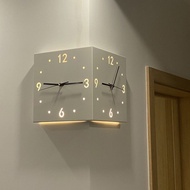 Ins Style Double-Sided Corner Wall Clock Household Living Room Modern Corner Creative Clock Wall Lam