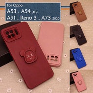 Oppo A73 A91 Reno3 Oppo A53 A54 4G Simple Bear Stand Ring I-Ring Back Case TPU Cover Casing Colorful