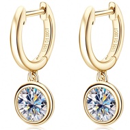ต่างหู Moissanite 1 คู่ 1 กะรัต/2 กะรัต/3 กะรัต สำหรับผู้หญิง ต่างหูห่วงประดับเพชรแท้ 925 ทรงกลม ขนา