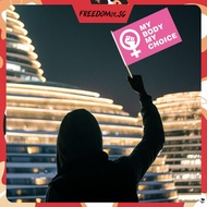 [Freedom01.sg] My Body My Choice Flag Women Rights Banner Abortion Support (6pcs Pink)