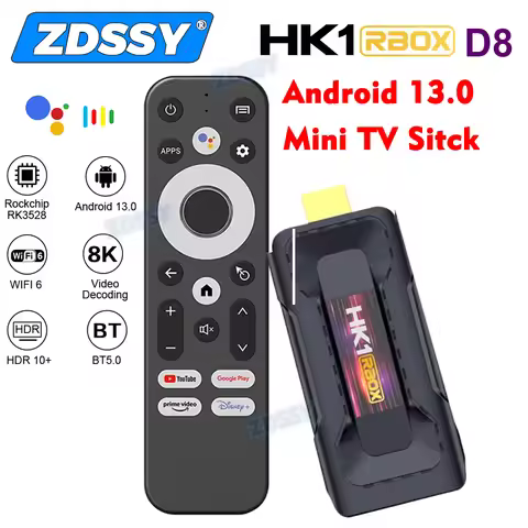 HK1 RBOX D8 Smart TV Box Android 13 RK3528 8K WIFI6 BT5.0 2G 16G 4G 32G TV Sticker MINI Dongle vs h9