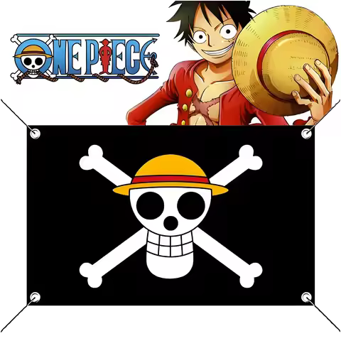 New One Piece 90*150CM Polyester Monkey D Luffy Skull Flag Room Wall Decor One Piece straw hat pirat