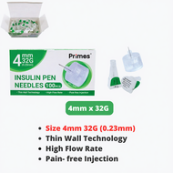 Primes Disposable Insulin Pen Needles | 4mm 32G / 5mm 31G / 6mm 31G | (100pcs/per box)