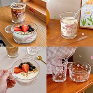 Glass Ribbon Cereal Bowl Cute Breakfast Yogurt Cup Coffee Photo Props 14048 71028