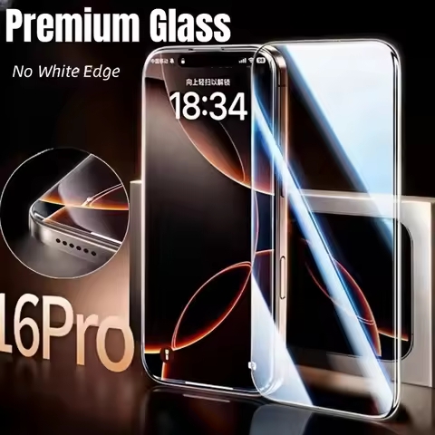 For iPhone 16 Pro Max 16Plus Premium Tempered Glass 9D Arc Clear Screen Protector No White Edge Prot
