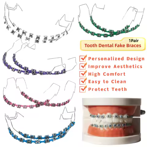 Temporary Tooth Decoration Dental Fake Braces with Metal Wires & Bracket Orthodontic Braces Dental M