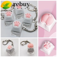 REBUY Cat Paws Corgi Buttock Keycap, LED Silicone Pink Cat Claw Keycap Key Chain, Keyboard Button Pi