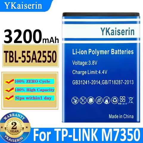 YKaiserin 3200mAh TBL-55A2550 Battery For TP-LINK M7350 TL-TR961 2500L 4G LTE Router Hotspot Modem B