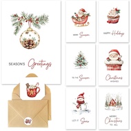 C2U Christmas Cards with Envelopes & Stickers - 24 Pack 4"x6" Rustic Holiday Greeting Card Assortmen