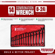 8PCS/14PCS Combination Wrench Spanner Set Tools Heavy Duty 6-point 12-point Set Spanar 8-24mm Black 