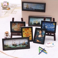 [NEW] 8Pcs/Set 1:12 Dollhouse Miniature Vintage Oil Painting Mural Photos Wall Picture Scene Decor D