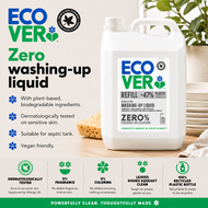 [REFILL] ECOVER Zero Washing-up Liquid 5L l Sensitive l Zero Fragrance & Colouring I Ecover Dishwash