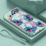 Samsung Galaxy S10+ Plus S9 S8+ Plus Note 10+Plus 9 8 Lovely Lilo Stitch Phone Case Candy Color Plating Rubber Casing Cover