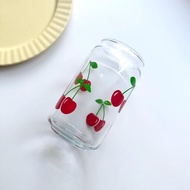 Gelas kaca aesthetic/ stiker decal gelas cherry lucu
