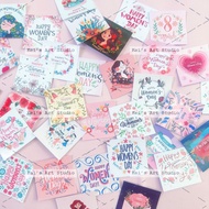 Set of 35 labels to decorate cards, letters, orders, gifts March 8, women's day, March 8, internatio