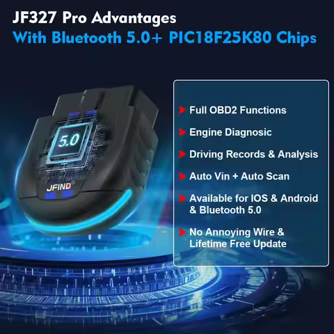 OBD2 Scanner Bluetooth 5.1 PIC18F25K80 Chip JFIND JF327 Pro For iOS/Android ELM327 Code Reader OBDII