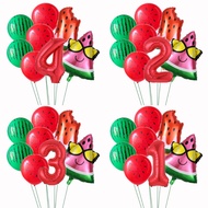 9pcs/set Red and Green Watermelon Digital Balloon Sunglasses Watermelon 0-9 number Balloon