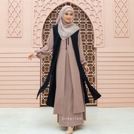 SHABIYAN-601 Gamis Wanita Cardigan Panjang Set Outer Inner Lepas Pasang XS - XXL