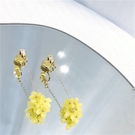 夾式耳環 | 花球 | Yellow