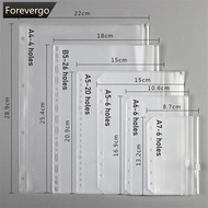 FOREVERGO PVC Transparent Punch Zipper Binder Pocket With Plastic Zipper For 6-Ring Notebook Binder Stationery Storage Bags X9Y3