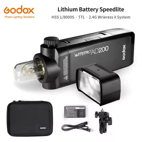 Godox AD200 200Ws 2.4G TTL HSS 1/8000s Pocket Outdoor Flash Light Double Head with 2900mAh Lithium B