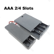 2Slot  4Slot AAA Battery Holder Case Box 2xAAA 4XAAA 3v 6v 1.5v Leads ON/OFF Switch Cover Standard B
