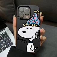 Casing iPhone 11 13 14 15 16 Pro Max Cute hat Snoopy Shockproof Matte Case For iPhone 13PM 16PM 15PM