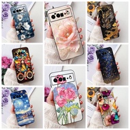 Google Pixel 6 Pro Case GLUOG Aesthetic Cute Cat Fashion Flowers Cool Painted Back Cover Google Pixe
