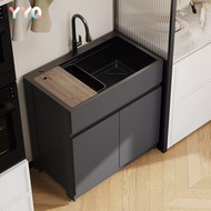 Kitchen sink Balcony space aluminum cabinet Stainless steel large single sink cabinet Space aluminum