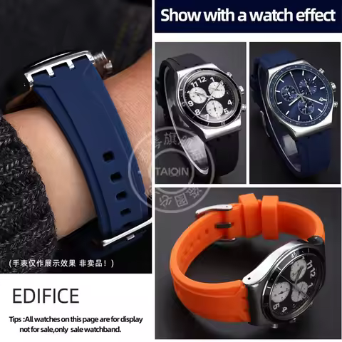 Waterproof Silicone Watch Strap For Swatch YVS420 YVS454 Rubber Band Concave Convex Interface Watch 
