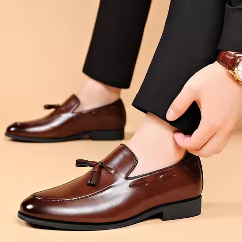 Men's Dress Shoes Business Leather Shoes Designer Office Loafers Luxury Wedding Shoes Handmade Slip 