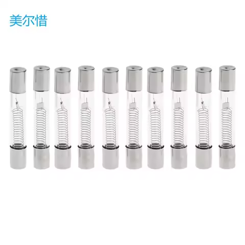 10 Pieces 5KV 0.8A for Protection High-Voltage Cartridge Fuse Quick Blow Glass Fuse Tubes Microwave