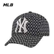 MLB (พร้อมส่ง) หมวกแก็ป JACQUARD MONOGRAM CURVED CAP หมวกแก็ปNY ของแท้100%