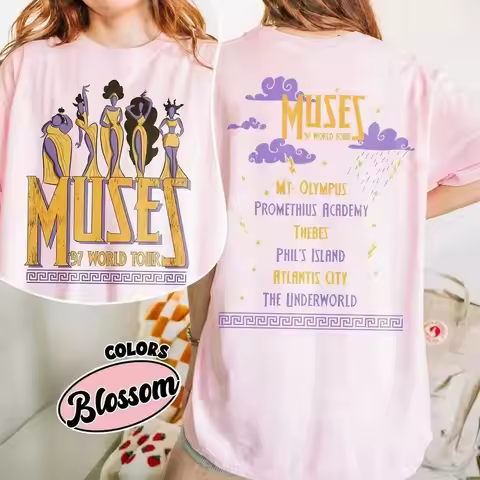 2026 Women Retro Anime Cartoon Tee Summer Hercules The Muses 97 World Tour Comfort Shirt Street Over