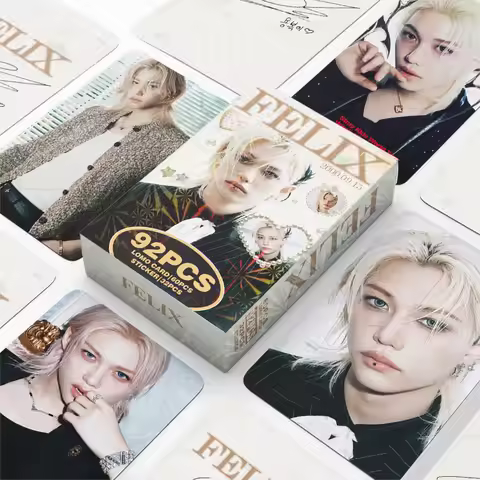 Felix 60+32PCS/SET KPOP STRAYKIDS Hyunjin Bang Chan high-definition photo cards, stickers, collectib