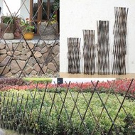 竹籬笆圍欄庭院裝飾花園爬藤柵欄竹竿菜園隔斷拉網拉門伸縮木柵欄