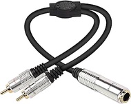 XMSJSIY 6.35mm to 2 RCA Splitter Cable, 6.5mm 1/4" Female TRS to Dual RCA Male Stereo Audio Connecto