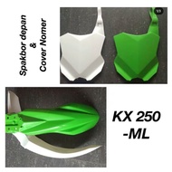 PACKAGE 2 ITEMS FRONT FENDER COVER NUMBER KX250 FRONT FENDER NUMBER PLATE KX 250