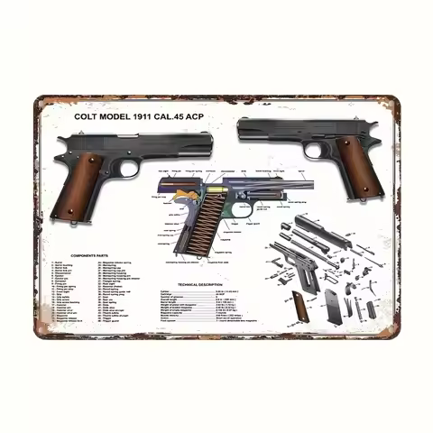 Colt 1911 Rustproof Vintage Metal Wall Decor Art Sign for Home Bar Garage Farmhouse