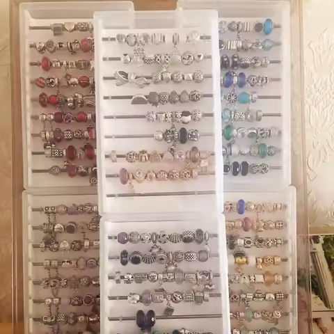 Acrylic Troll Bead Collection Panoramic Jewelry Storage Box Bracelet Beads Game Tray Round Bead Orga