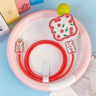 Cherry Pattern Charger Protector Cover Compatible for iphone 18W/20W /25W 3 Pin Soft TPU Charger Cas