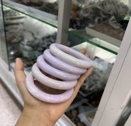 กำไลหยกม่วง หยกอมชมพูเจไดต์ ทรงโดนัท Natural Jadeite Type C  ไซส์ 56