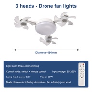 50/60W 2 In 1 Hanging Fan With Light Remote Control Ceiling Fans Dimmer Function Electric Fan Light 