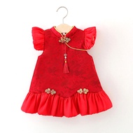 Chinese New Year Baby Cheongsam Dress Retro Newborn Baby Clothing Sweet Toddler Dresses 0-4Y