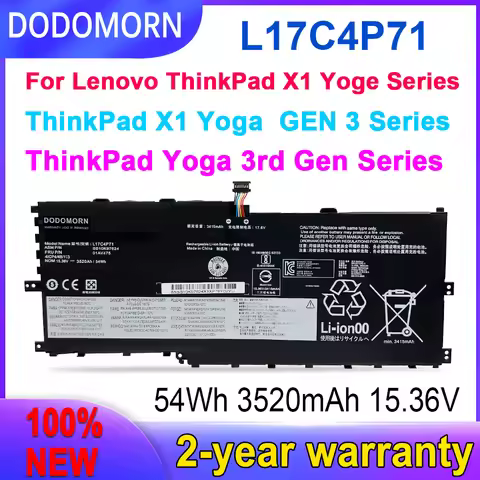 L17C4P71 Laptop Battery For Lenovo ThinkPad X1 Yoga Gen3 2018 L17M4P71 01AV474 01AV475 01AV499 L17M4