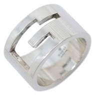 二手 Gucci 品牌 G 寬戒指，11 碼，925 純銀材質，約 11.6 克。女士款。