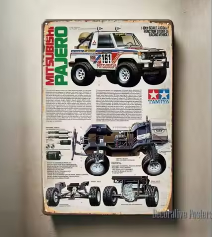 Vintage Rc Car Metal Sign Poster - Tamiya Pajero 20x30cm-aluminum